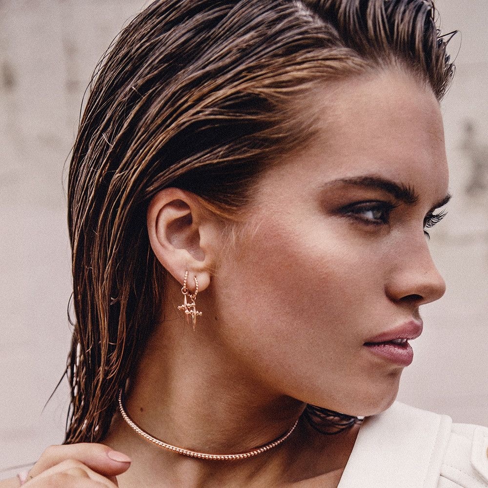 LUV AJ GOLD MINI CROSS EARRINGS DAINTY MEJURI BAUBLEBAR VANESSA MOONEY REVOLVE - Picture 13 of 16